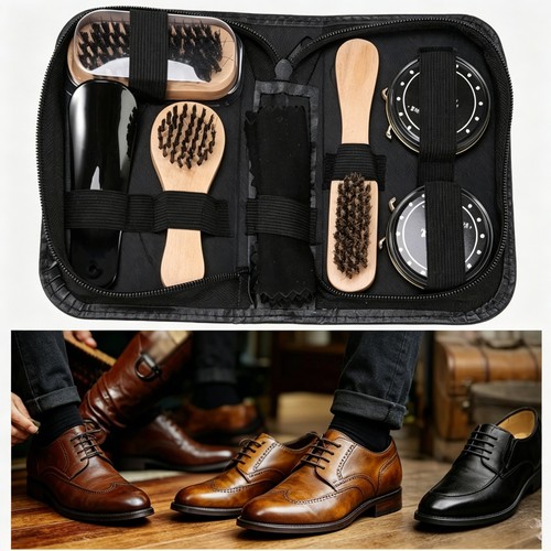 Shoe care cleaning kit polish - kit,